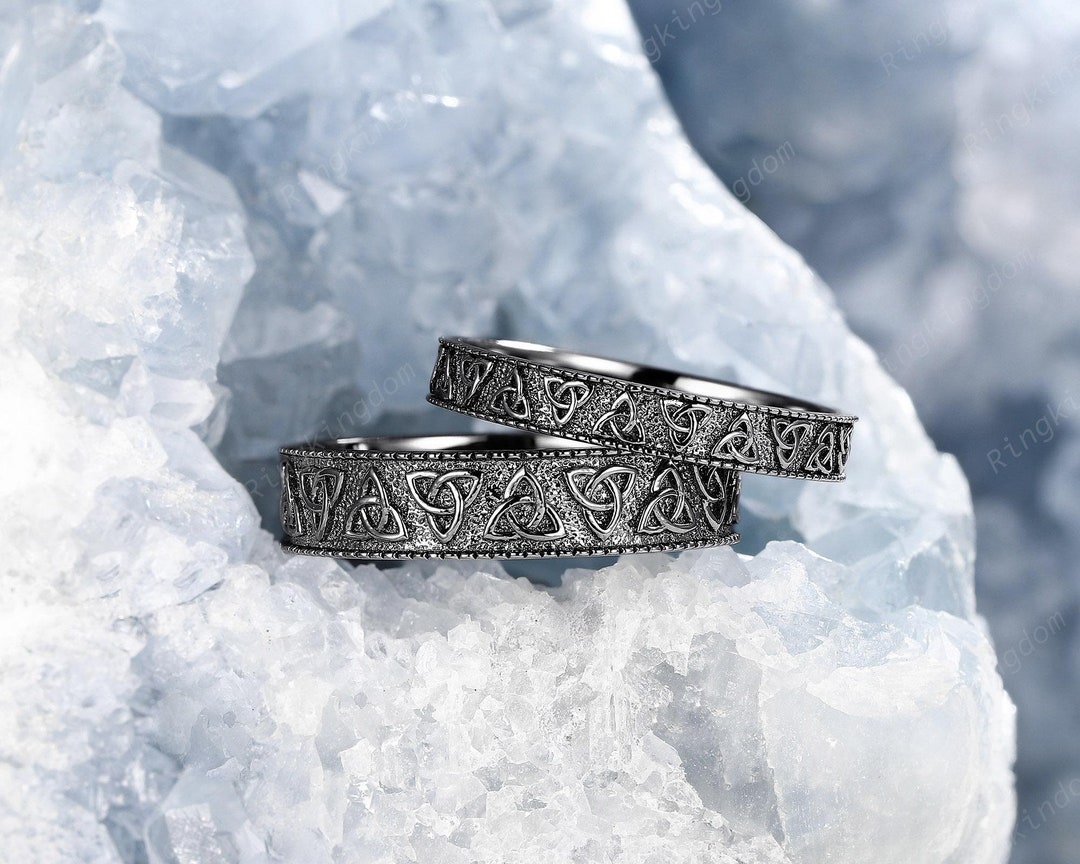 Celtic Knot Couples Promise Ring Set Norse Viking Gothic His and