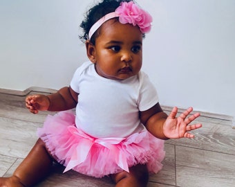 Baby & Toddler Tutu bloomer jupe et tenue Bandeau, accessoires photo nouveau-né, séance photo nouveau-né, première tenue photo de bébé.