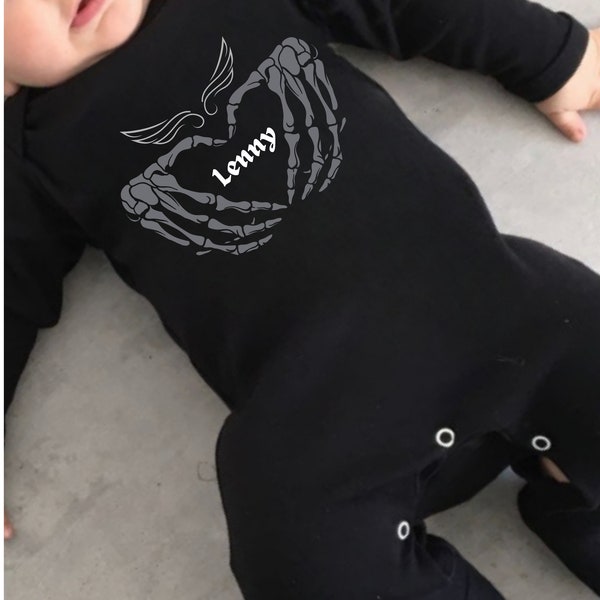 Goth Baby Clothes personalised boys or girls Bib & Babygrow, Emo Alternative kids clothing baby annoucement baby presents Goth gifts for kid