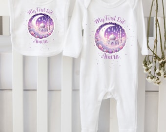 Conjunto personalizado para bebé para mi primer Eid, conjunto de pelele para bebé para Ramadán