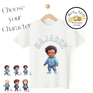 Personalised Black Kids Boys Top with Name, Afro Black Boys, Asian Boys, Mixed raced Boys Birthday Gifts, Toddler T-shirts,Boys Varsity.