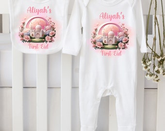 Conjunto personalizado para bebé "Mi primer Eid", atuendo para Ramadán para niñas