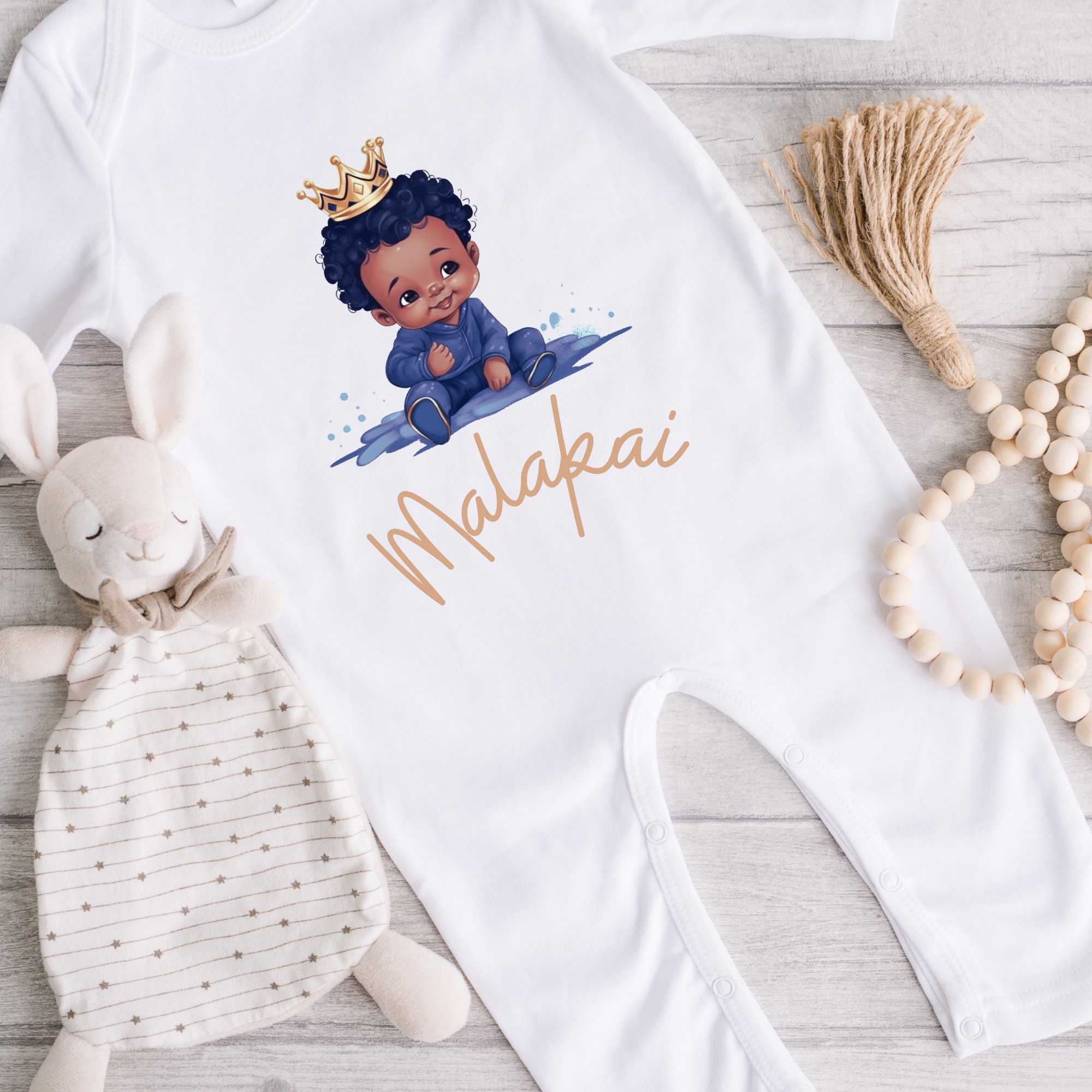 Personalised Black Boys Top Black Baby Bib and Babygrow, Black Baby Art ...