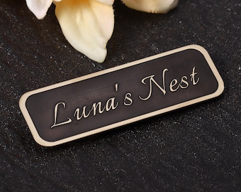 Anpassad 3D-reliefmässingsnamnskylt, antik bronsminnesplakett för urna, präglad metallkonstskylt, vintage skrivbordsetikett, fars dag-present