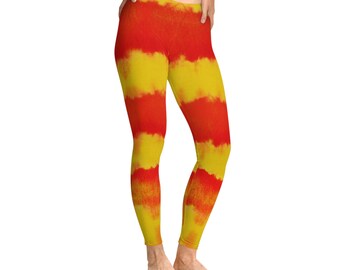 Hulk Hogan, Hulk Hogan Leggings, Wrestling Leggings, Red Yellow Leggings, Yoga Pants, Leggings, Wrestling Gear, Exercise Pants