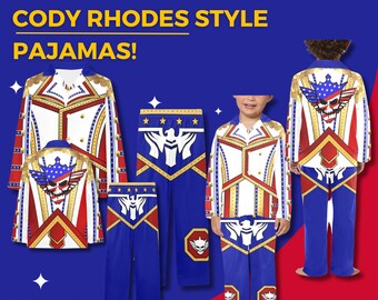 Cody Rhodes Pajama Top, pantalones Cody Rhodes traje camiseta traje de lucha libre traje de lucha libre, conjunto de pijama familiar para hombres, jóvenes, niños