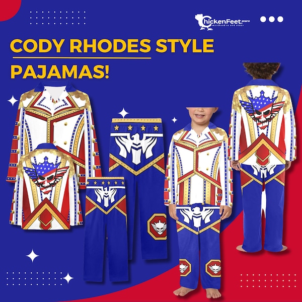 Haut de pyjama Cody Rhodes, pantalon Costume Cody Rhodes, t-shirt tenue de lutte tenue de lutte, ensemble de pyjama familial pour hommes, jeunes, enfants