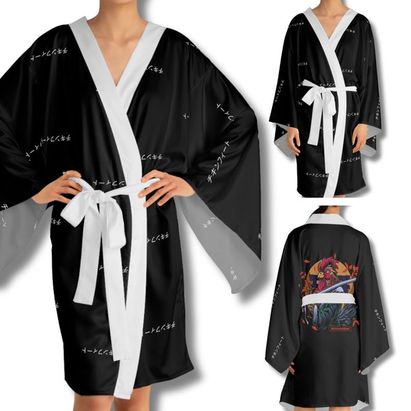 Samurai Chicken Long Sleeve Kimono Robe, Graphic Chicken Cartoon Design, Japanese Chicken Kimono, Chickens Lover, Lady Chicken, Mothers Day