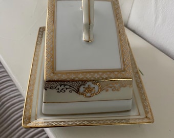 Prato para manteiga e queijo Noritake com tampa