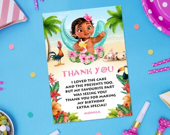 Moana Thank You Template - Etsy