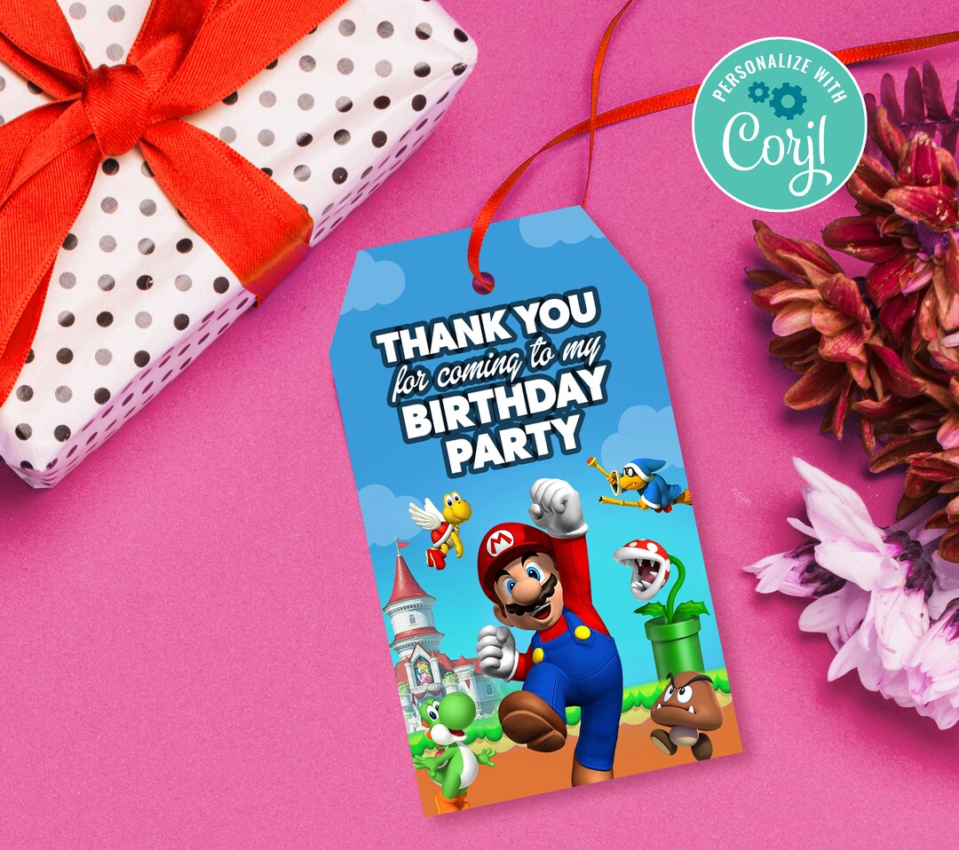 Mario Favor Tags Super Mario Thank You Tags Mario Brothers - Etsy
