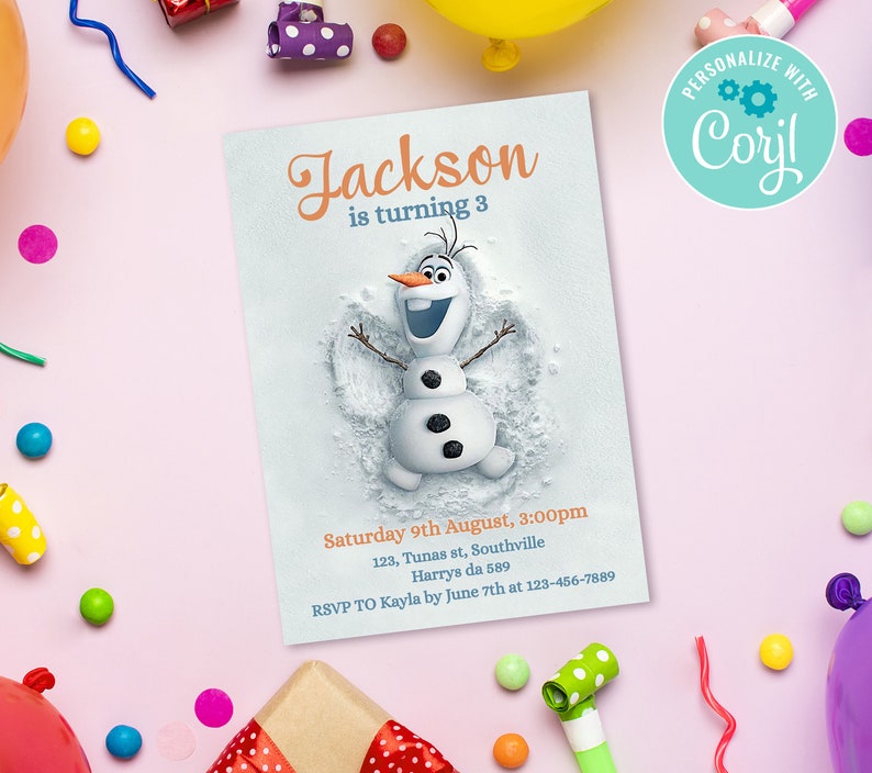 Frozen invitation Frozen Birthday Printable invitation Frozen Party Invites Elsa Olaf Digital download.