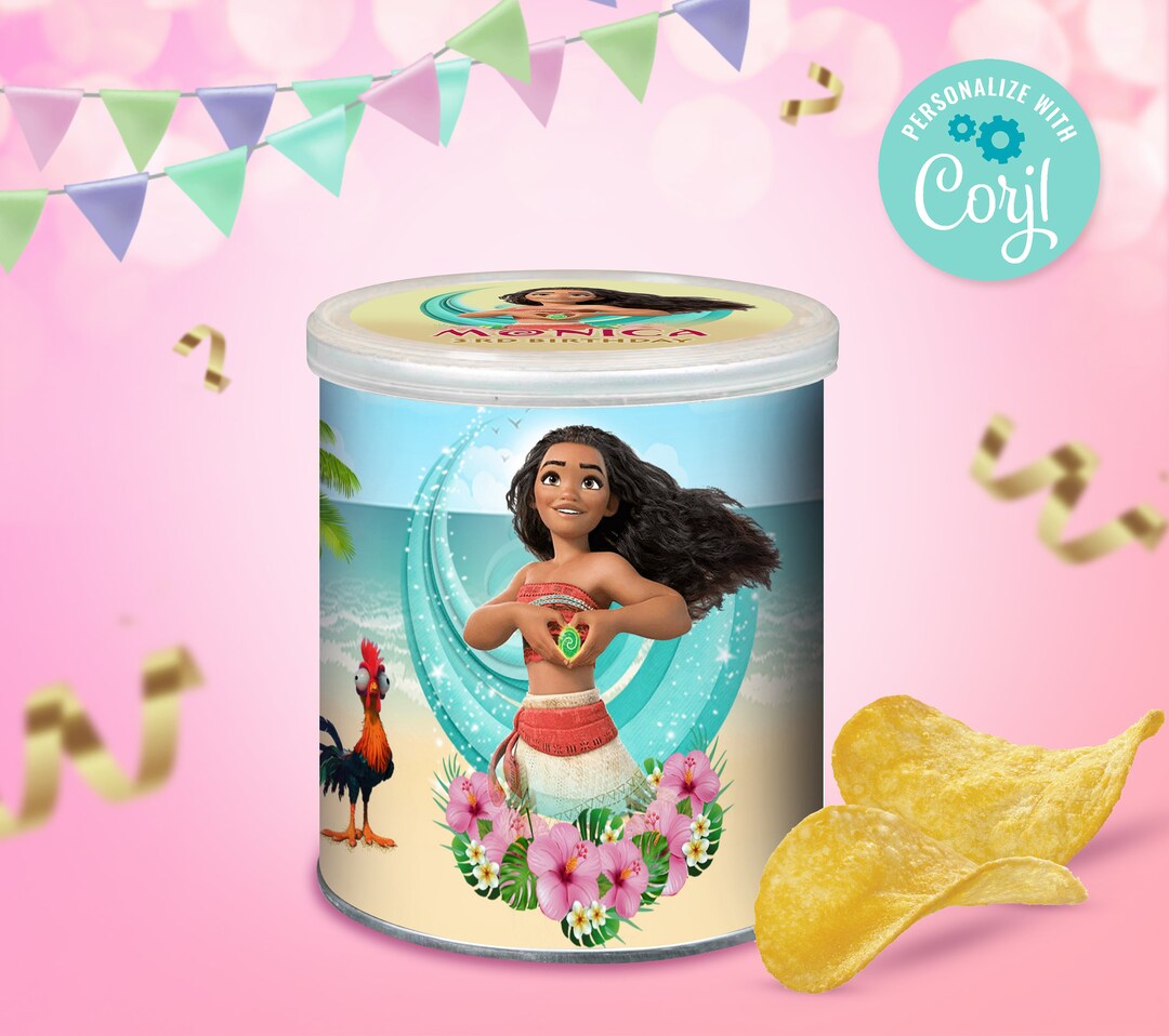 Moana Pringles Label Big Moana Party Supplies Labels Moana Etsy