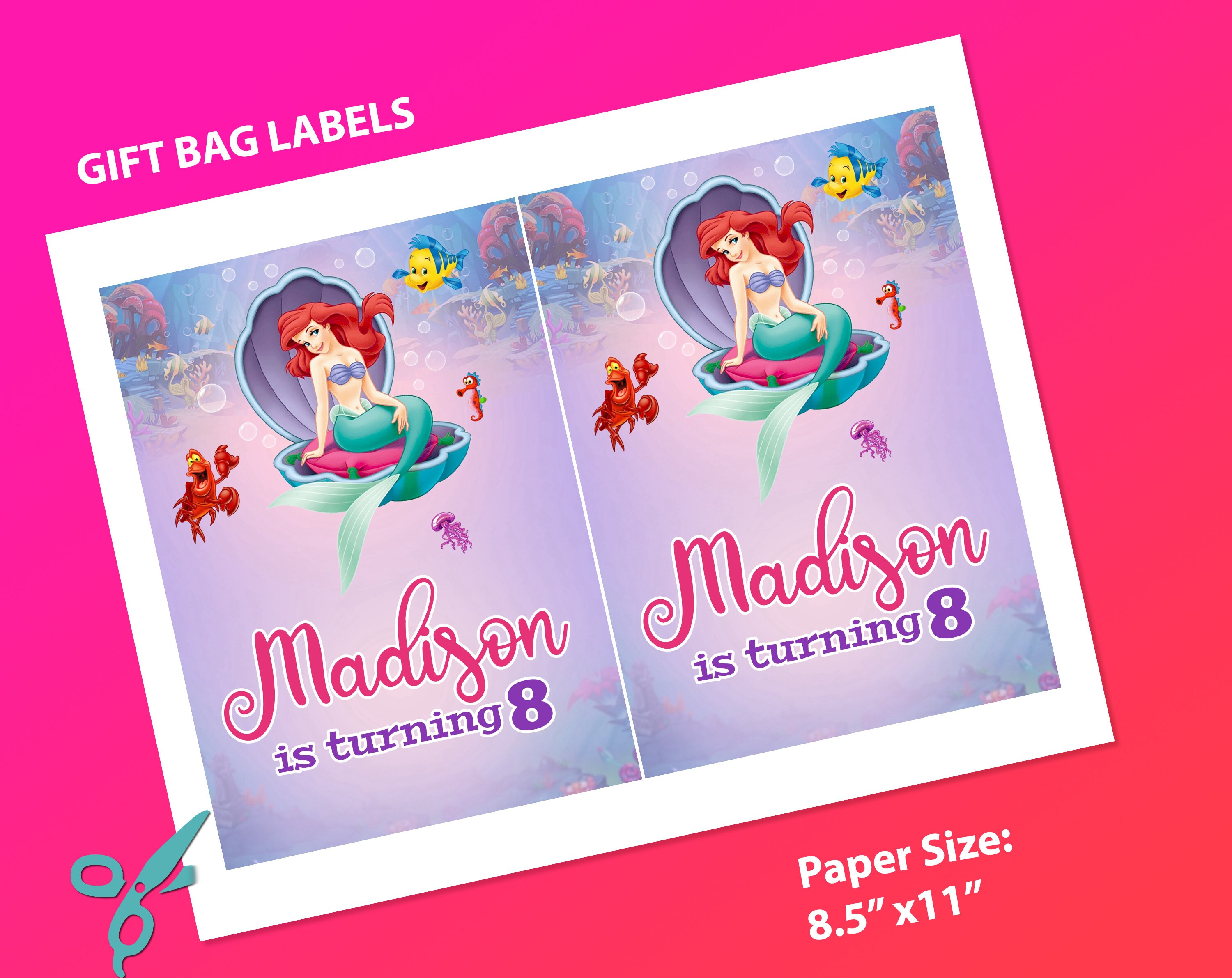 Mermaid Gift Bag Labels Mermaid Birthday Gift Bag Labels Etsy