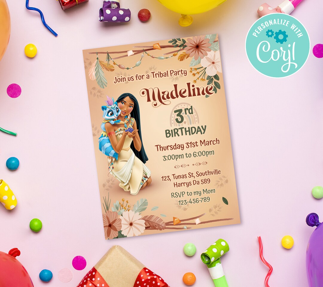 Pocahontas Invitation Pocahontas Birthday Invite Printable - Etsy