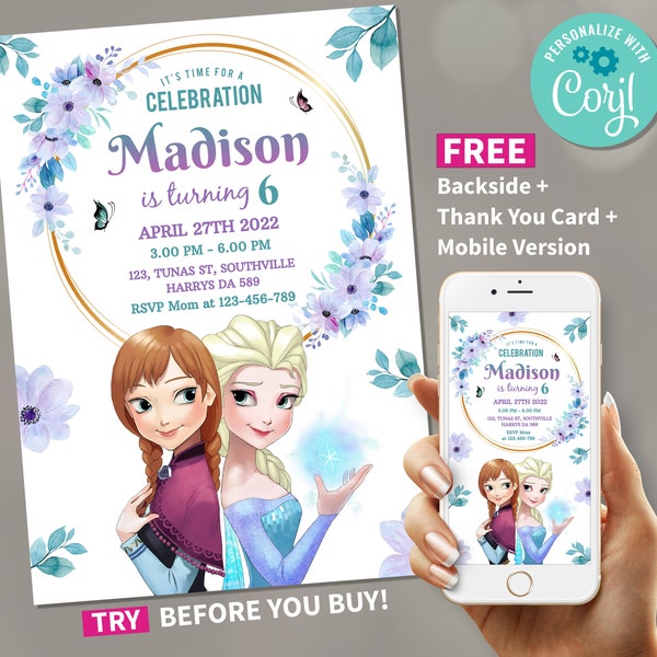 Frozen Sibling Birthday Invitation Etsy