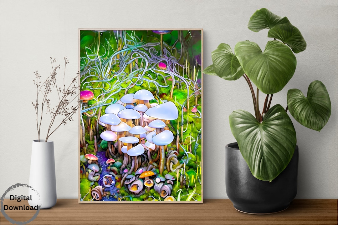 Oyster Mushroom Art, Fungi Digital Art, Wild Mushrooms, Mushroom Wall