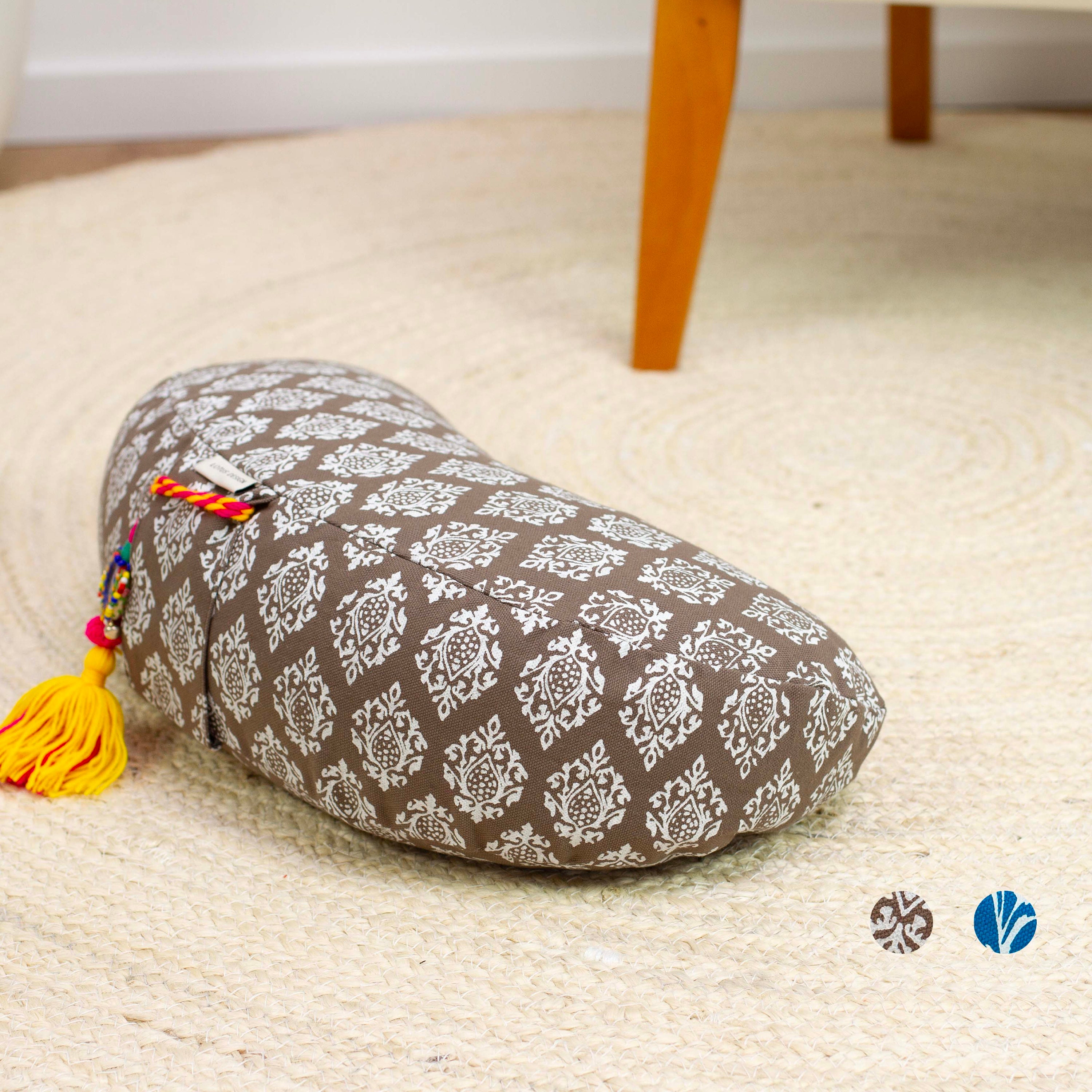 Cuscino Meditazione Rotondo Bohe Mien In Juta E Cotone 40-50 Cm – Antiscivolo Per Yoga E Relax, Tessuto Artigianale
