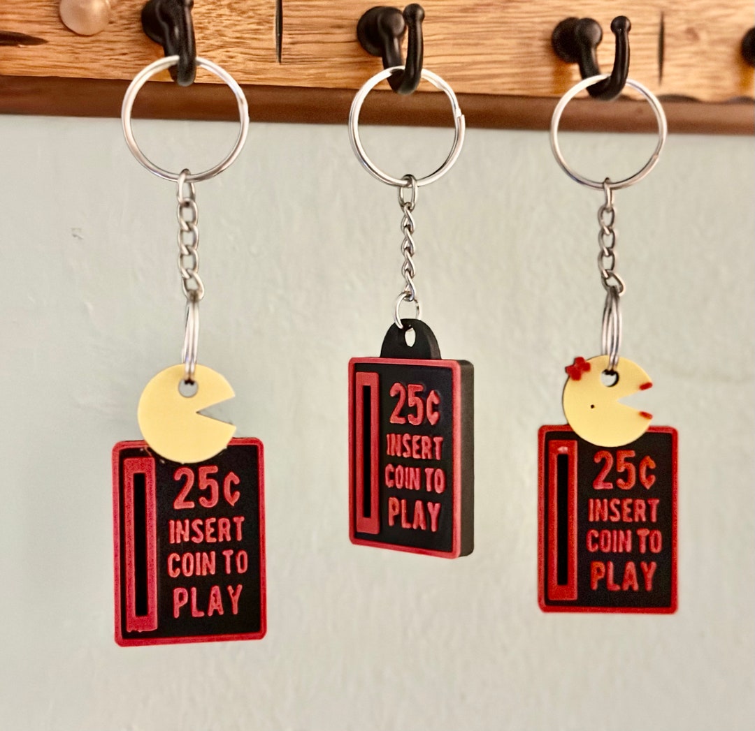 Classic Arcade Insert Coin Keychain Arcade Pacman Keychain Arcade Ms