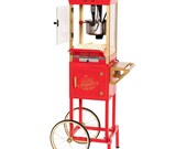 Popcorn Maker Professional Cart, 8 Oz Kettle Makes Up to 32 Cups, Vintage Movie Theater Popcorn Machine with Interior Light,Measuring Spoons