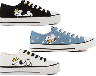 Ladies Casual Canvas Trainers Sneakers Chunky Platform Retro Stylish Pumps Snoopy Peanuts Design