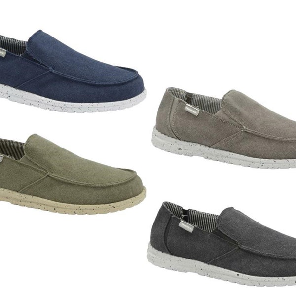 Mens Soft Padded Casual Comfy Canvas Slip On Super Lightweight Outdoor Everyday Mules Loafers Shoes