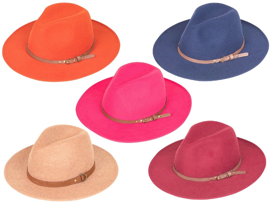 Womens Fedora Hat Felt Wide Brim Casual Formal Outerwear Stylish Colourful Fashion With Studded