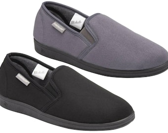 Mens Full Slippers Suede Effect Soft Comfy Warm Lining Outdoor Sole UK 6-13