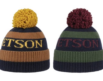 Stetson Classic Pom Pom Beanie Hat Italian Made Cashmere Wool Warm Cosy Winter Luxury Hat