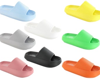 Ladies Pillow Sliders Slides EVA Platform Chunky Comfort Lightweight Summer Shower Beach Sandals Slippers