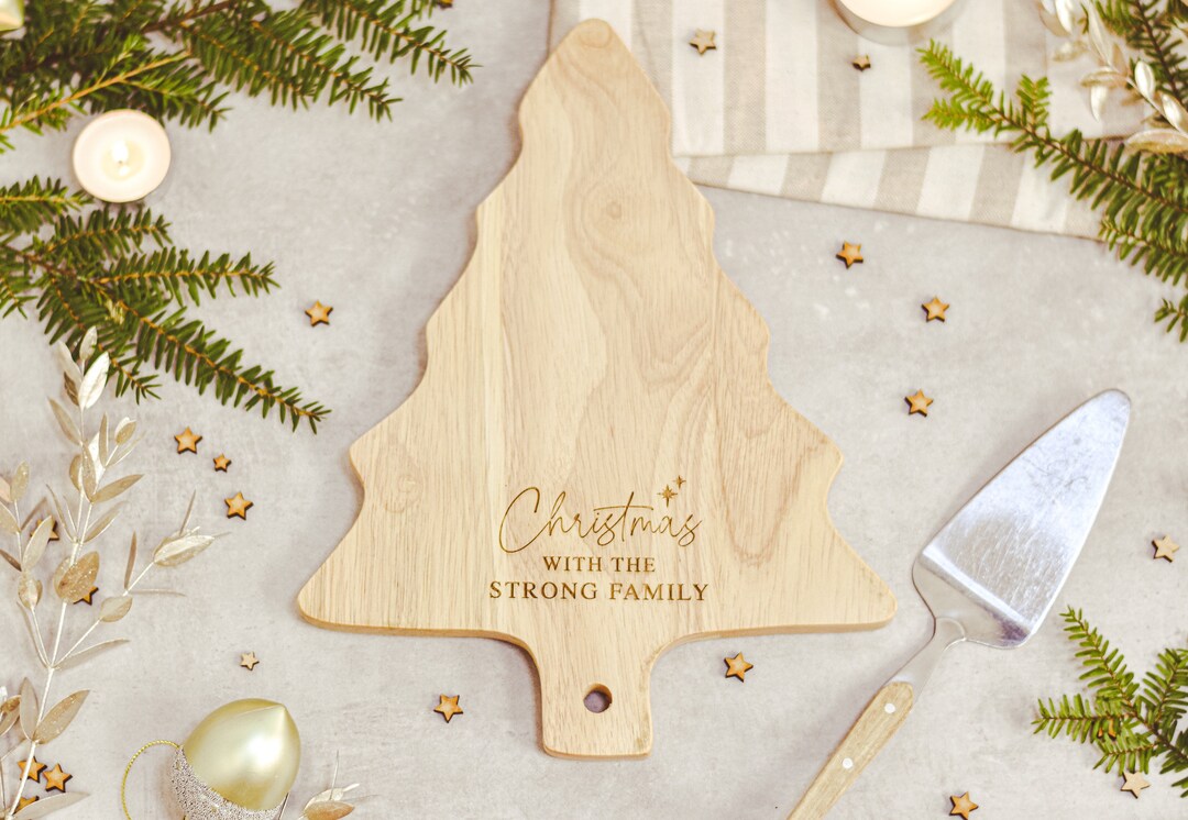 Personalised Christmas Tree Serving Board Christmas Chopping Etsy