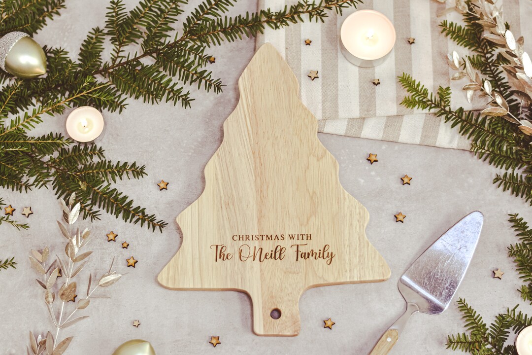 Personalised Christmas Tree Serving Board Christmas Chopping Board