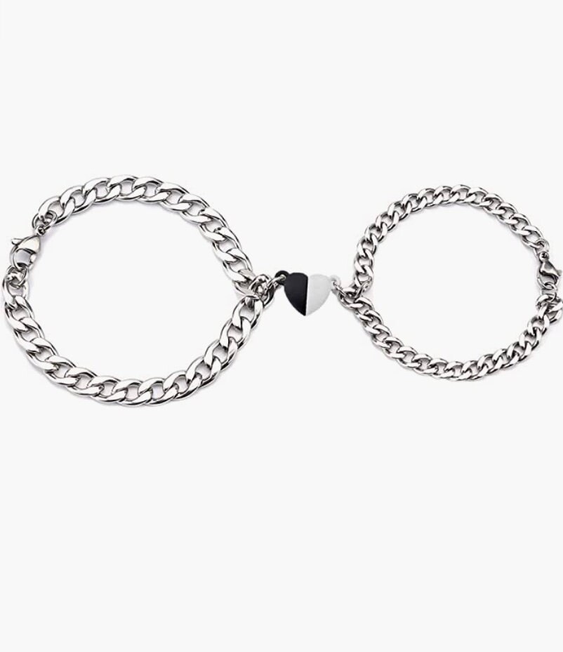 Digital Love” Stainless Steel Magnetic Couples Bracelet