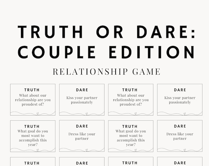 Couple Truth or Dare Question Cards | Relationship Cards | Couple