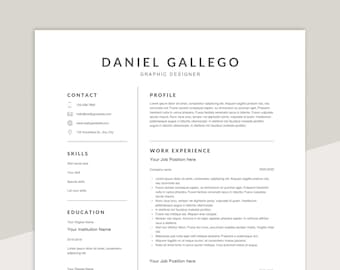 Resume Template Canva | Modern 3 Page Resume | Simple Minimalist Resume Template for Mac & Word | Graphic Designer