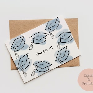 Biglietto di laurea stampabile Biglietto di congratulazioni digitale Biglietto di laurea pieghevole Biglietto di congratulazioni stampabile Biglietto digitale You Dit It