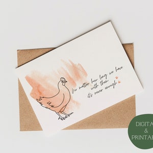 Haustier Beileid Karte, Beileid Karte, Verlust von Haustier, Verlust von Huhn, Aquarell Karte, Instant Download