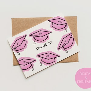 Pink Graduation Card: Congratulations, You Did It! (Digital Download)