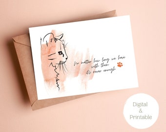 Pet sympathy card Printable,Pet Condolence card,Pet Sympathy, Sympathy Card, Loss of Pet,Loss of Cat, Watercolour Pet Card, Instant Download