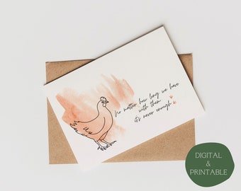 Pet sympathy card Printable,Pet Condolence card, Chicken Sympathy Card, Loss of Pet,Loss of Chicken, Watercolour Card, Instant Download