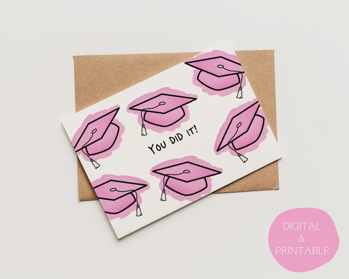 Pink Graduation Card: Congratulations, You Did It! (digital Download ...