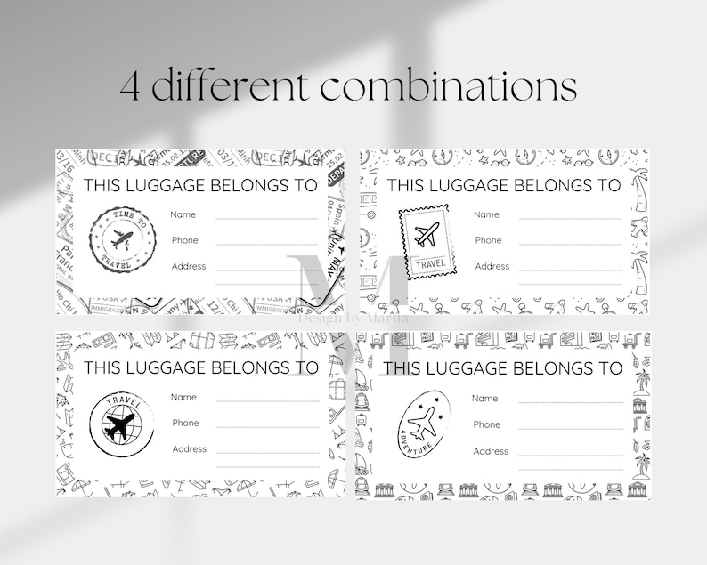 Printable Luggage Tag Insert Digital Download Travel Tag Insert Digital ...