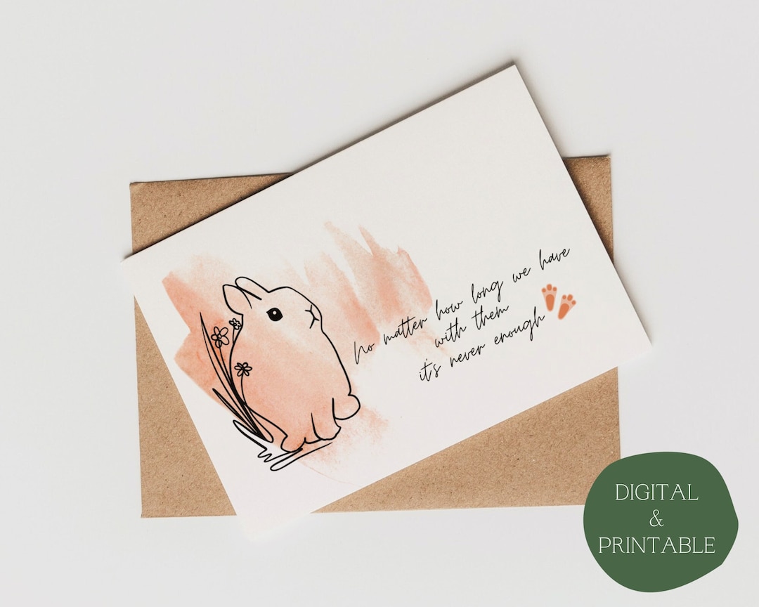 Pet Sympathy Card Printable, Pet Condolence Card, Bunny Sympathy Card ...
