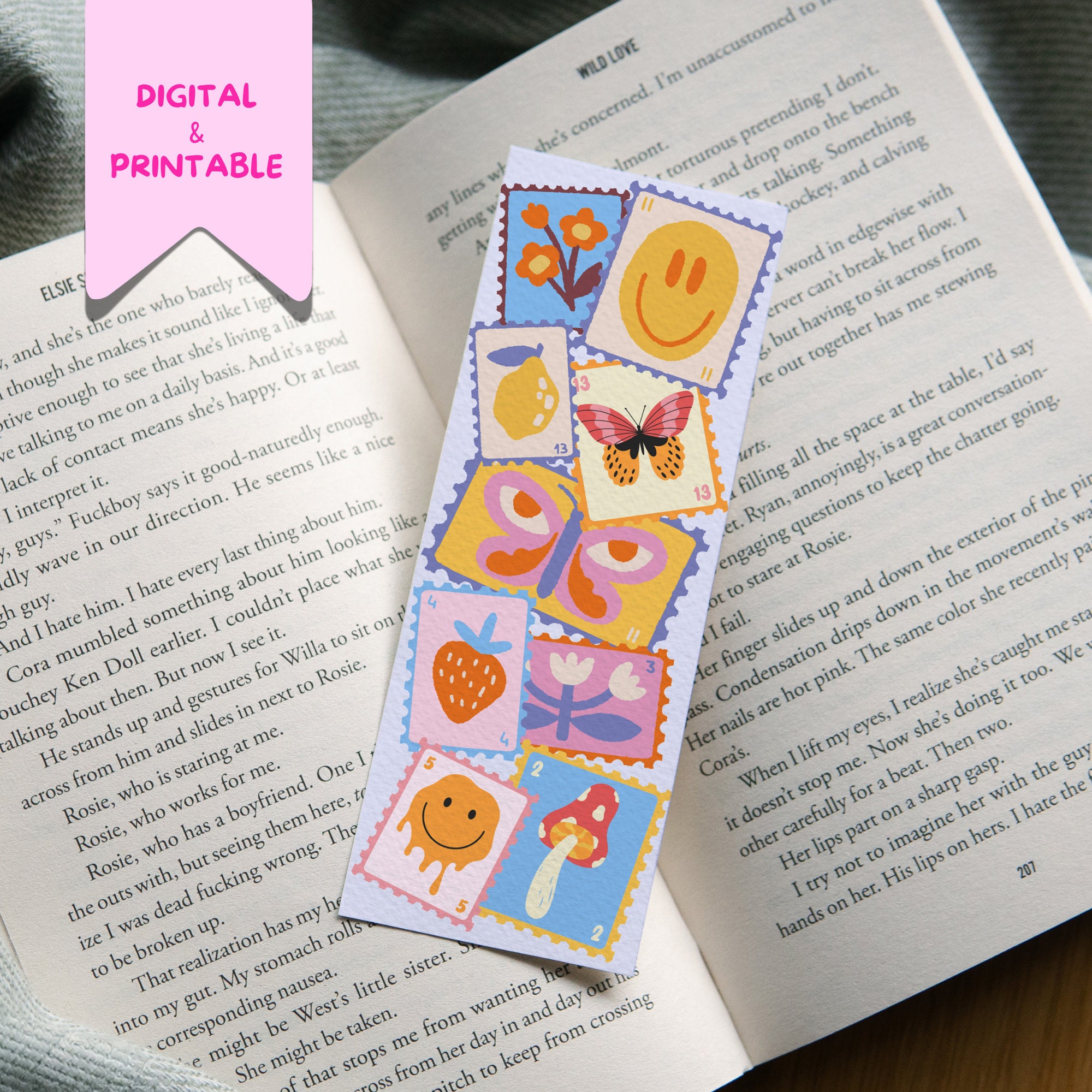 Digital Stamps Bookmark | Printable Stamp Bookmark | Postage Stamp ...