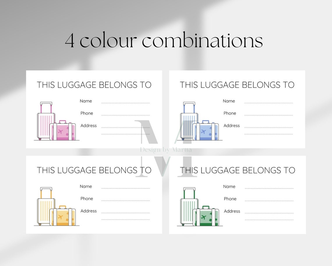 Printable Luggage Tag Insert Digital Download Travel Tag Insert Digital