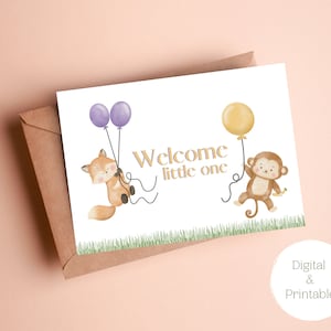 Cartão digital para chá de bebê, cartão para imprimir, chá de bebê, cartões imprimíveis, cartão de boas-vindas para bebê, cartão digital de boas-vindas, cartão de bebê