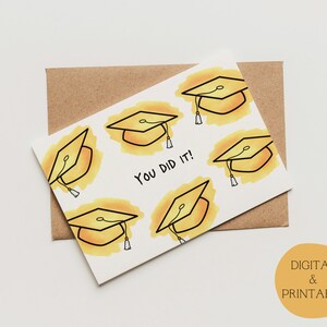 Carte de remise des diplômes imprimable Carte de félicitations numérique Carte de remise des diplômes pliante Carte de félicitations imprimable numérique Carte de vœux jaune