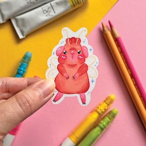 Fée cochon d'Inde | autocollant mignon | Stickers Papeterie kawaii art mignon animal fantastique cottagecore lutin fairycore