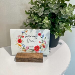 Inspiring Quotes Display Cards, Handmade Wooden Stand, 12 Encouraging Quotes, Wildflower, Christmas Gift