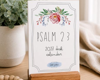 2027 Psalm 23 Desk Calendar | Beautiful Scripture  | 4x6 Desktop Flip Calendar | Inspirational Gift | Includes Optional Wooden Stand